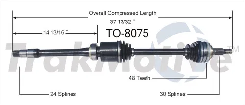 TO-8075 – TRAKMOTIVE CV Axle Shaft, OE Replacement